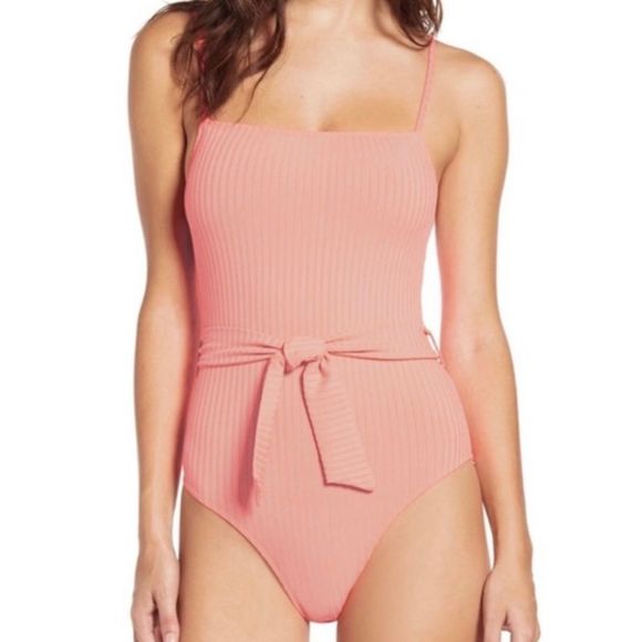 Topshop Other - NWT Topshop Pink Ribbed Belted One Piece Swimsuit